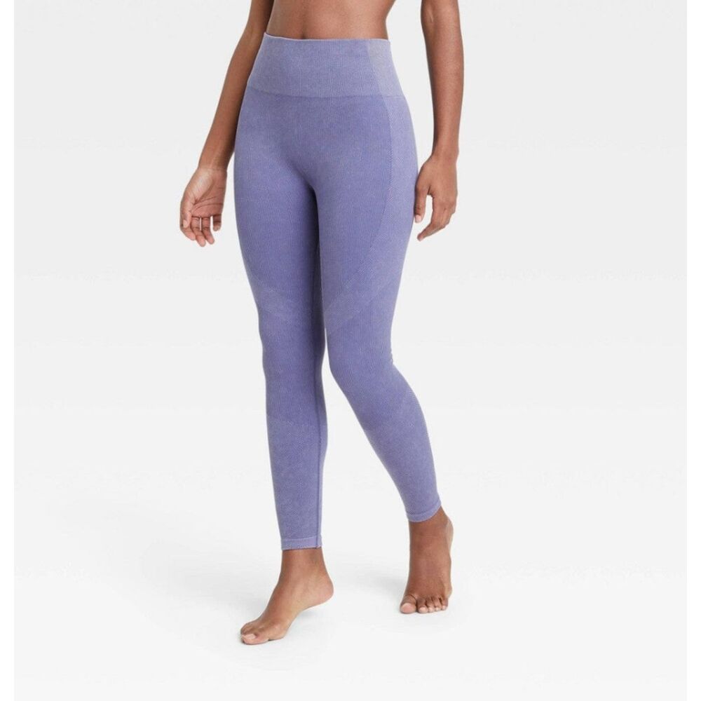 JOYLAB - High-Rise Ribbed Seamless 7/8 Compression Athletic Leggings